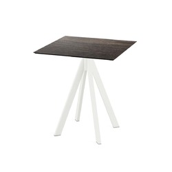 Horecaplaats.nu | Infinity Terrastafel wit frame + Riverwashed Wood HPL 70x70 cm