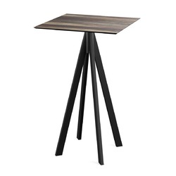 Horecaplaats.nu | Infinity Statafel zwart frame + Tropical Wood HPL 70x70 cm