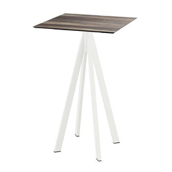 Horecaplaats.nu | Infinity Statafel wit frame + Tropical Wood HPL 70x70 cm