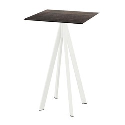 Horecaplaats.nu | Infinity Statafel wit frame + Riverwashed Wood HPL 70x70 cm