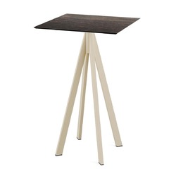 Horecaplaats.nu | Infinity Statafel zand frame + Riverwashed Wood HPL 70x70 cm