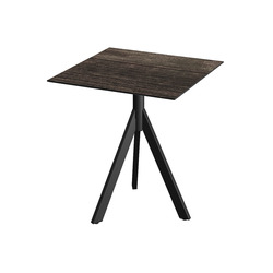 Horecaplaats.nu | Infinity Tripod Terrastafel zwart frame + Riverwashed Wood HPL 70x70 cm