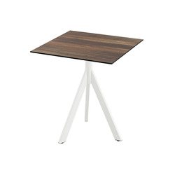 Horecaplaats.nu | Infinity Tripod Terrastafel wit frame + Tropical Wood HPL 70x70 cm