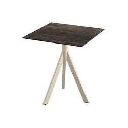 Horecaplaats.nu | Infinity Tripod Terrastafel zand frame + Riverwashed Wood HPL 70x70 cm