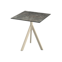 Horecaplaats.nu | Infinity Tripod Terrastafel zand frame + Galaxy Marble HPL 70x70 cm