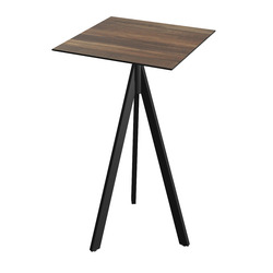 Horecaplaats.nu | Infinity Tripod Statafel zwart frame + Tropical Wood HPL 70x70 cm