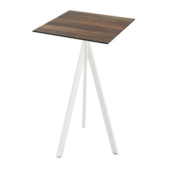 Horecaplaats.nu | Infinity Tripod Statafel wit frame + Tropical Wood HPL 70x70 cm