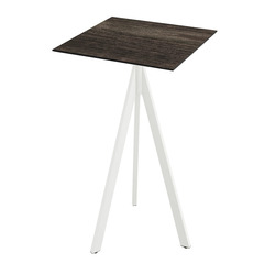 Horecaplaats.nu | Infinity Tripod Statafel wit frame + Riverwashed Wood HPL 70x70 cm