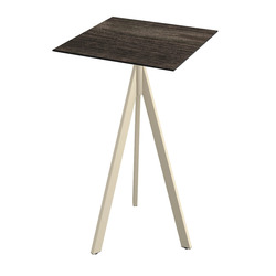 Horecaplaats.nu | Infinity Tripod Statafel zand frame + Riverwashed Wood HPL 70x70 cm