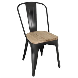 Horecaplaats.nu | Bolero stalen stoelen met houten zitting zwart (4 stuks)