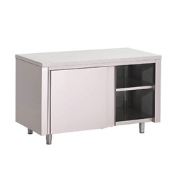 Horecaplaats.nu | Gastro M RVS werktafel met schuifdeuren 88x100x70cm