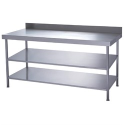 Horecaplaats.nu | Parry volledig gelaste RVS wandtafel 2 onderplanken 1800x600mm